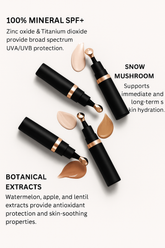 Model applying corrector to under‑eye area, showing luminous finish without creasing.