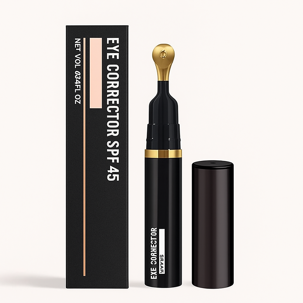 Before and after photo displaying reduced dark circles and smoother skin.