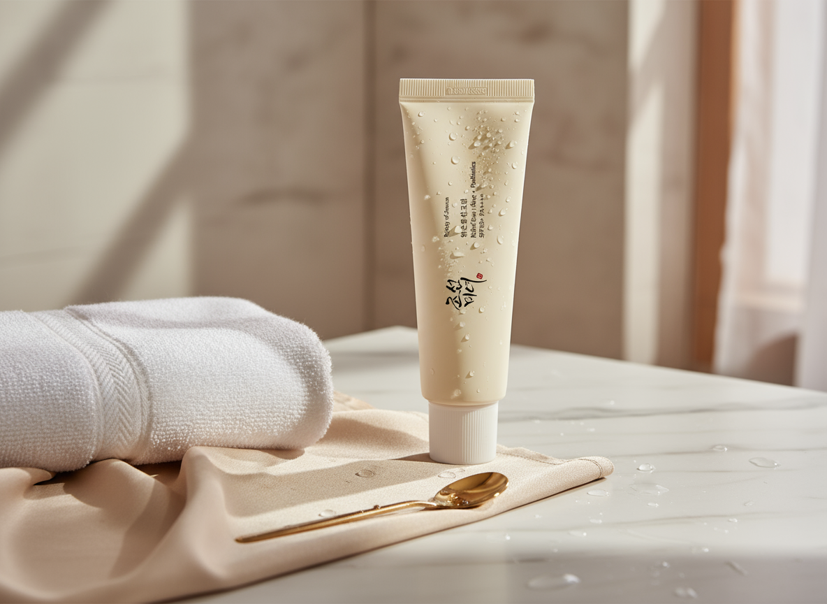 Ingredient list highlighting zinc oxide, titanium dioxide, niacinamide, arbutin, and licorice.