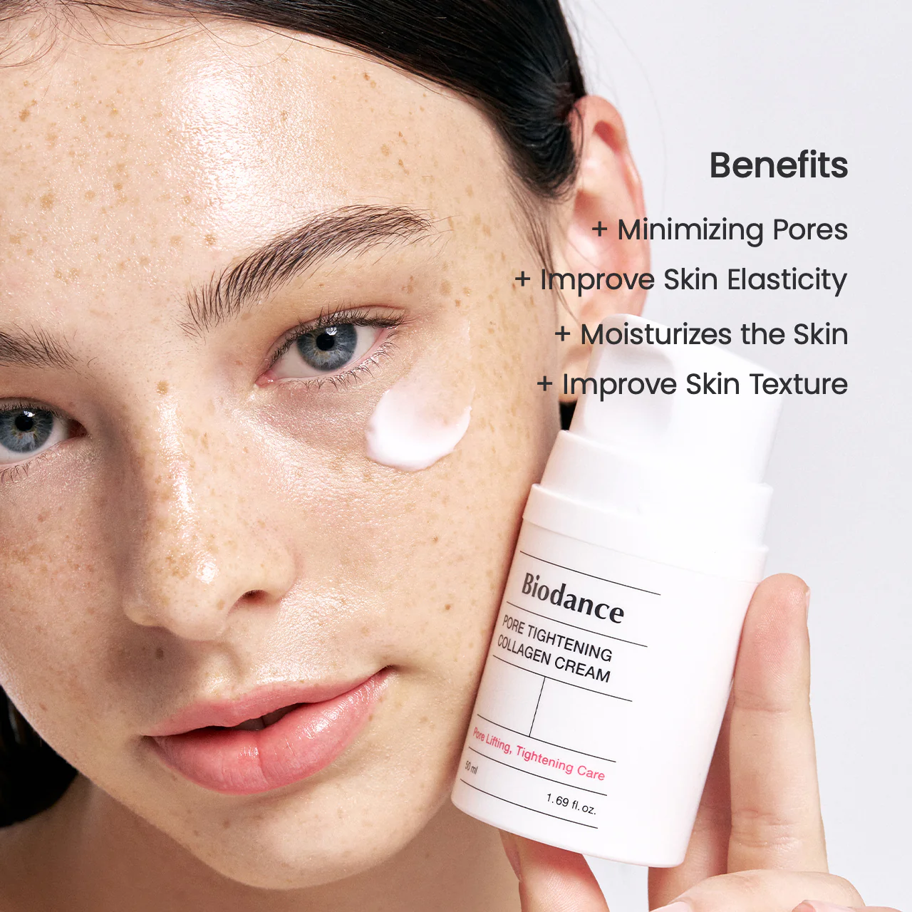 Before and after photo showing brighter, plumper skin after one week.