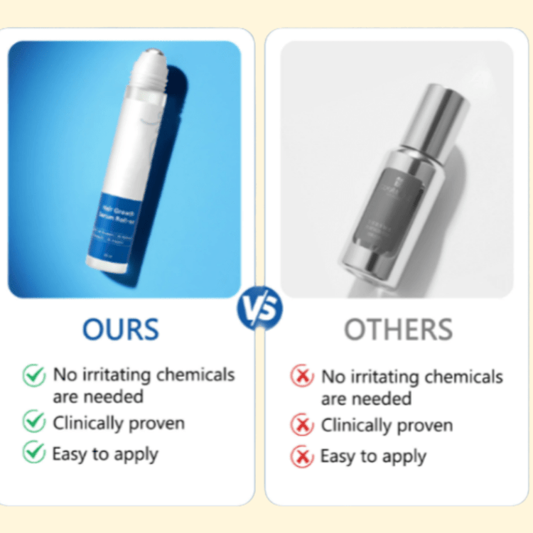 Before and after photo displaying thicker hair density after eight weeks.